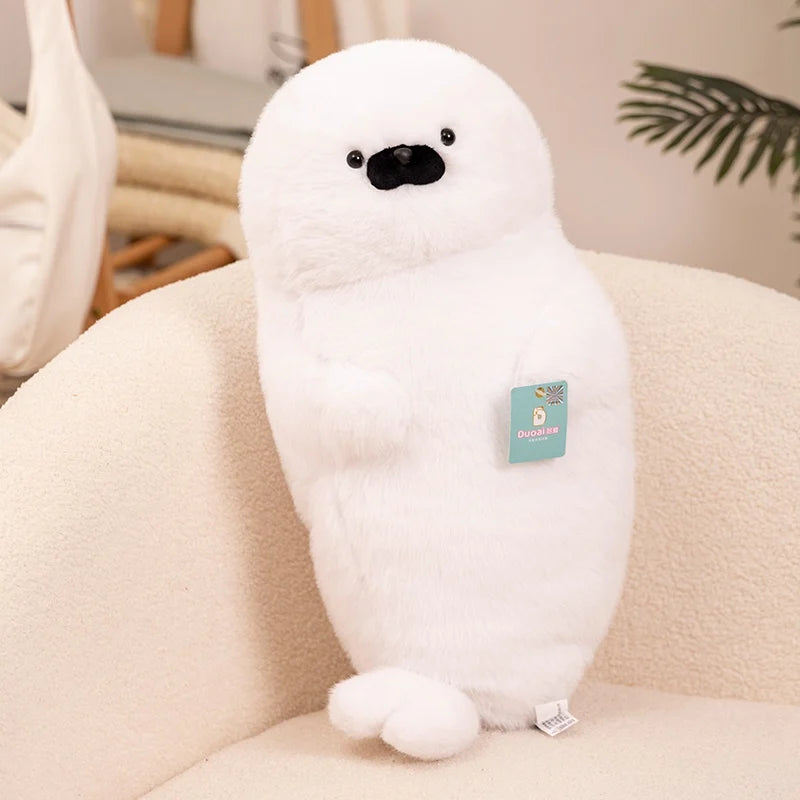 Sello de auriculares de dibujos animados de alta calidad, lontra marina, juguete de peluche, bola, cojín redondo, almohada para niños, regalo de cumpleaños, siesta escolar y sueño