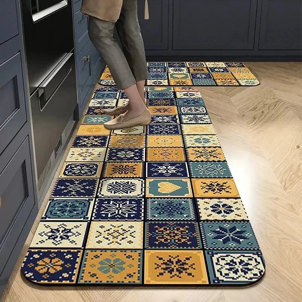 Alfombra de cocina con estampado absorbente, alfombra antideslizante para pasillo, alfombras largas para sala de estar, dormitorio, entrada, felpudo para baño