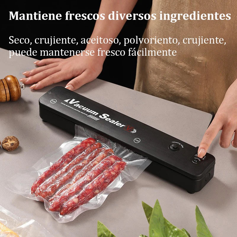 Máquina de envasado al vacío, 220V/110V, con 10Uds,De bolsas de vacío gratis, sellador al vacío de alimentos negro para el hogar