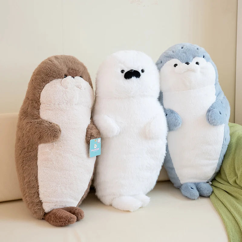 Sello de auriculares de dibujos animados de alta calidad, lontra marina, juguete de peluche, bola, cojín redondo, almohada para niños, regalo de cumpleaños, siesta escolar y sueño