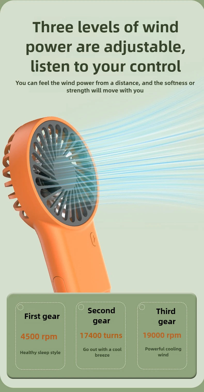 Miniventilador plegable de mano recargable por USB, diseño de dibujos animados con gancho para montañismo, uso en el hogar y la Oficina al aire libre, nuevo