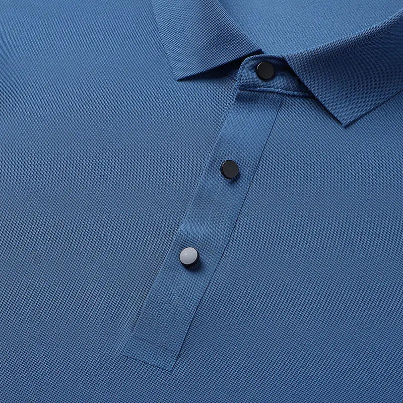 Polo de seda de hielo para hombre, camiseta de manga corta, elástica, sin hierro, fina, ligera, de lujo