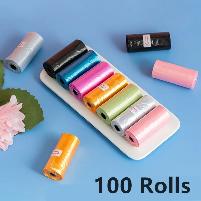 10/50/100 rollos de colores aleatorios, suministros biodegradables para mascotas, bolsas para excrementos de perros para limpiar residuos, bolsa para excrementos de cachorros y gatos