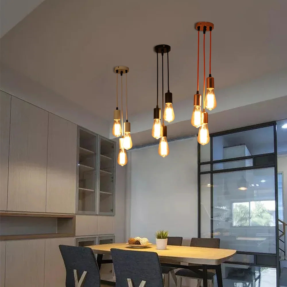 Luces colgantes lineales E27 Simple negro/blanco/plata 90-260v Bar cafetería accesorios de iluminación interior decoración lámpara colgante restaurante