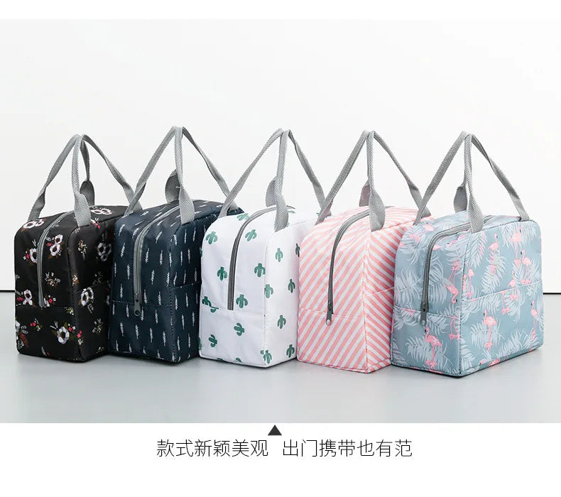Fiambrera más fresca con patrón funcional, bolsa de almuerzo de lona con aislamiento portátil, bolsas térmicas para comida, Picnic, bolsas de almuerzo para mujeres y niños