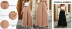 Pantalones de pierna ancha de talle alto para mujer Palazzo Casual Cintura elástica Lounge Pantalones largos fluidos con bolsillos