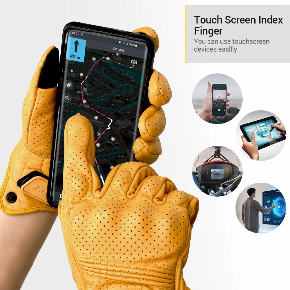 Guantes de Moto transpirables para motocicleta, Guantes de cuero para Motocross, Guantes de ciclismo para motorista, Guantes para montar en Moto con pantalla táctil