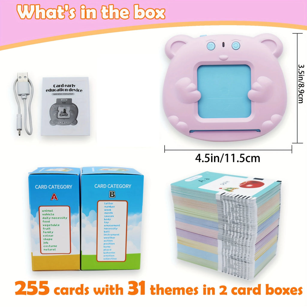 Tarjetas Flash parlantes del alfabeto de 510 palabras, regalos educativos de cumpleaños para niños y niñas, juguetes de voz Montessori preescolares