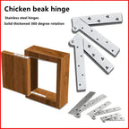 Bisagra de boca de pollo con rotación de 360 grados, 1 piezas, esquina de puerta oculta, Base de muebles superior e inferior, accesorios de Hardware de acero inoxidable