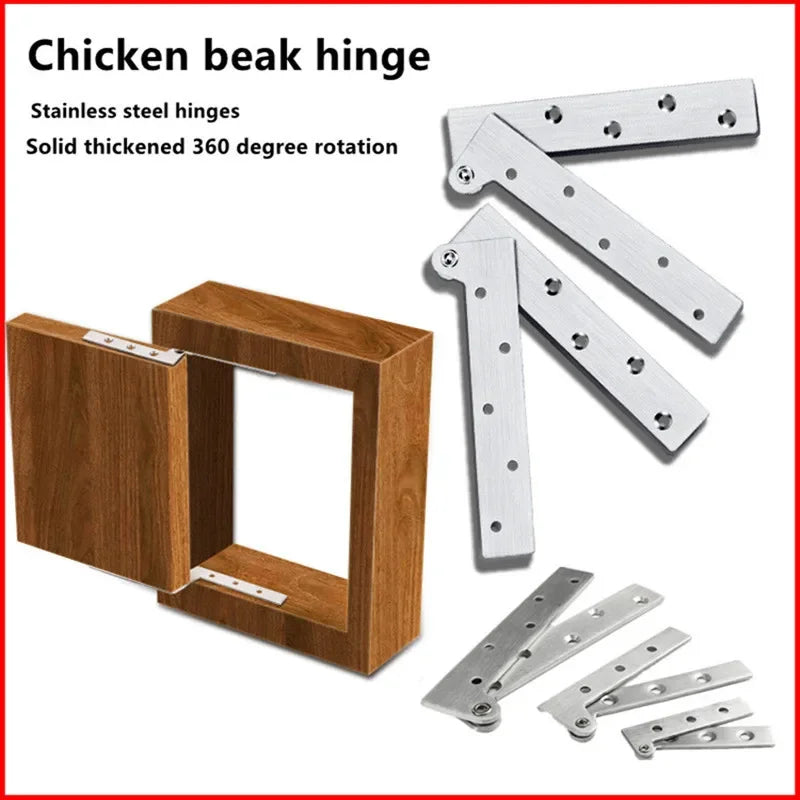 Bisagra de boca de pollo con rotación de 360 grados, 1 piezas, esquina de puerta oculta, Base de muebles superior e inferior, accesorios de Hardware de acero inoxidable