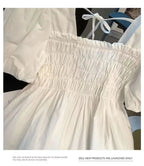 Blusa de Gasa con Manga Abullonada y Cuello Cuad, Estilo Verano 2025, para Mujer, Talla Pequeña