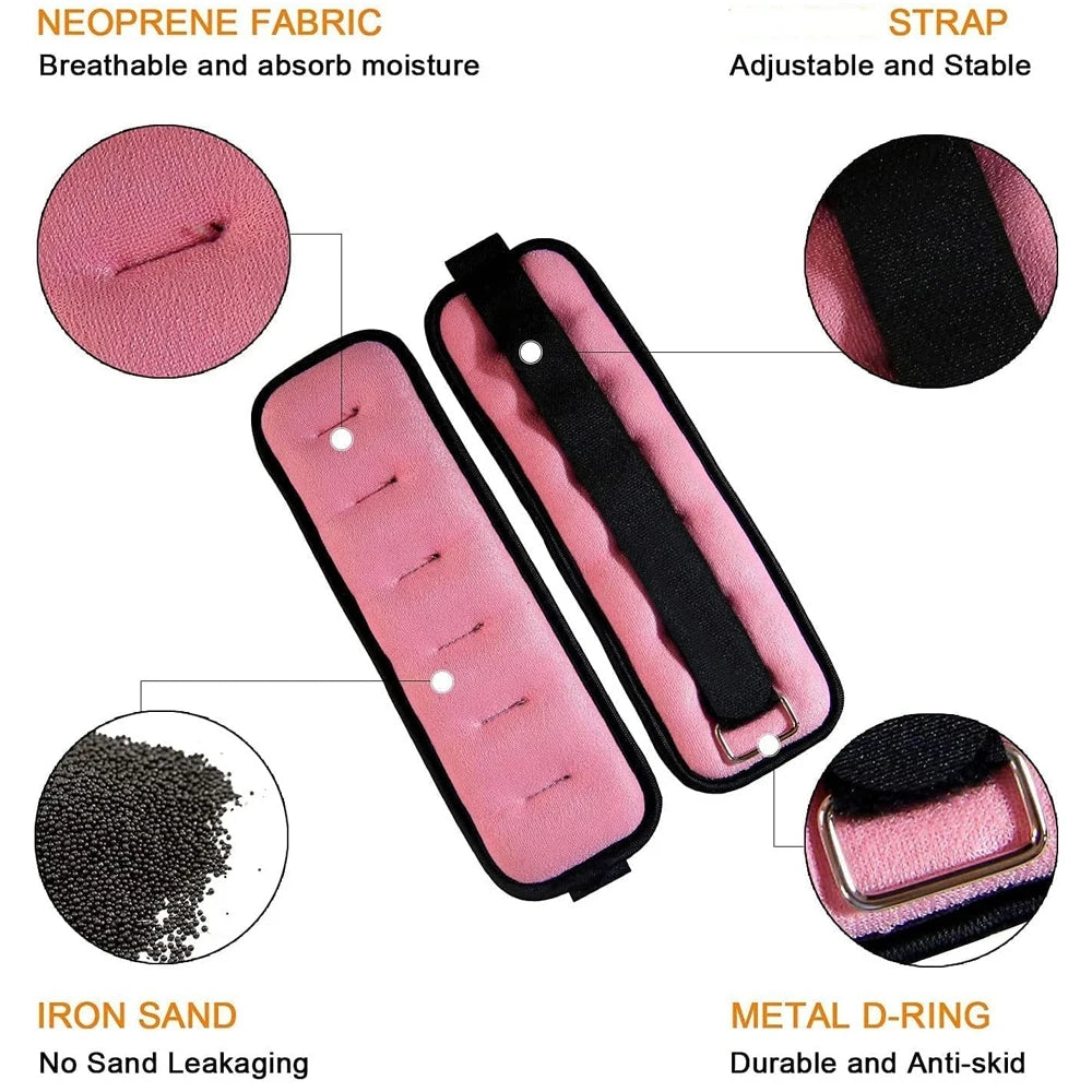 1 par de pesas ajustables para tobillo y muñeca (0,5 kg/1 kg) - correas ligeras de neopreno para correr, entrenamiento de fuerza de yoga para todas las edades