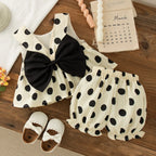 Conjunto de 2 piezas para niñas pequeñas, Top y pantalones cortos sin mangas con lazo de lunares de estilo coreano, traje informal de algodón de verano para bebés recién nacidos para jugar