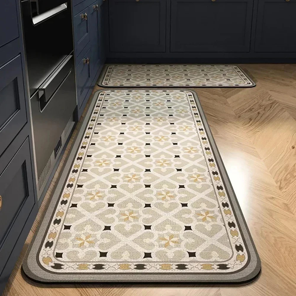 Alfombra de cocina con estampado absorbente, alfombra antideslizante para pasillo, alfombras largas para sala de estar, dormitorio, entrada, felpudo para baño