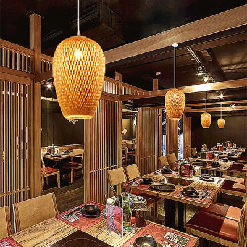 Lámparas colgantes tejidas a mano de estilo chino, 18/19/30cm, accesorios de iluminación para decoración del hogar y restaurante, lámpara colgante de bambú