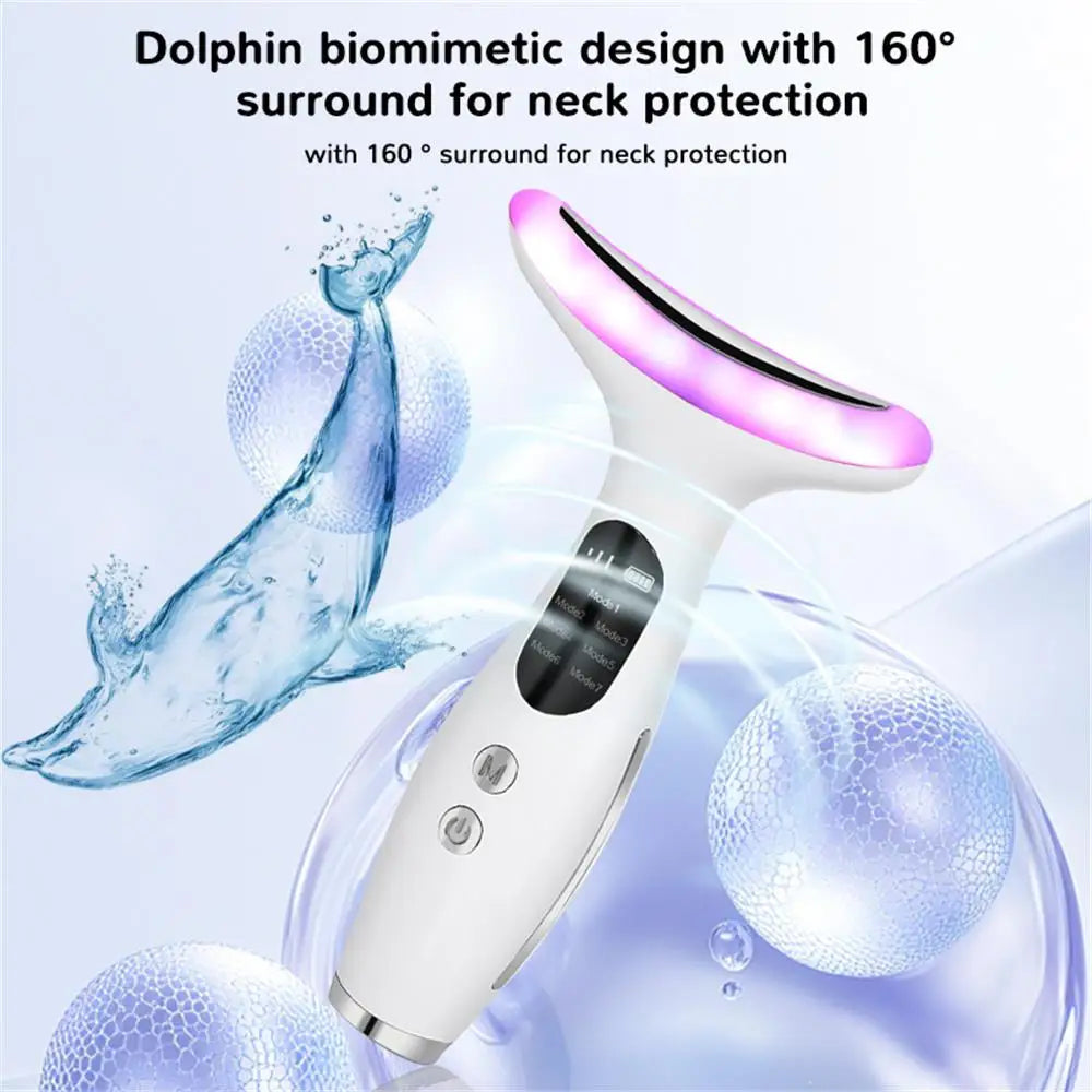 Dispositivo de belleza Facial y de cuello 2 en 1, masaje de vibración de alta frecuencia, dispositivo antienvejecimiento para estiramiento de la piel, herramienta de cuidado de la piel para uso doméstico