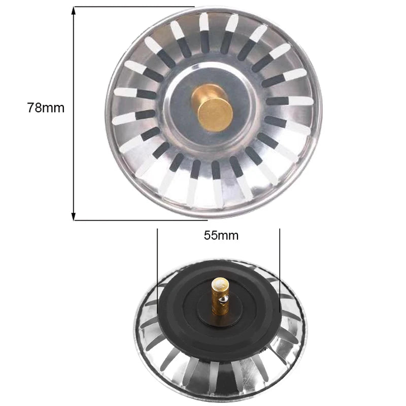 Colador de drenaje de agua para fregadero de cocina, cubierta de drenaje de piso de baño de acero inoxidable, filtro de colector de pelo de ducha, accesorios de fregadero de cocina