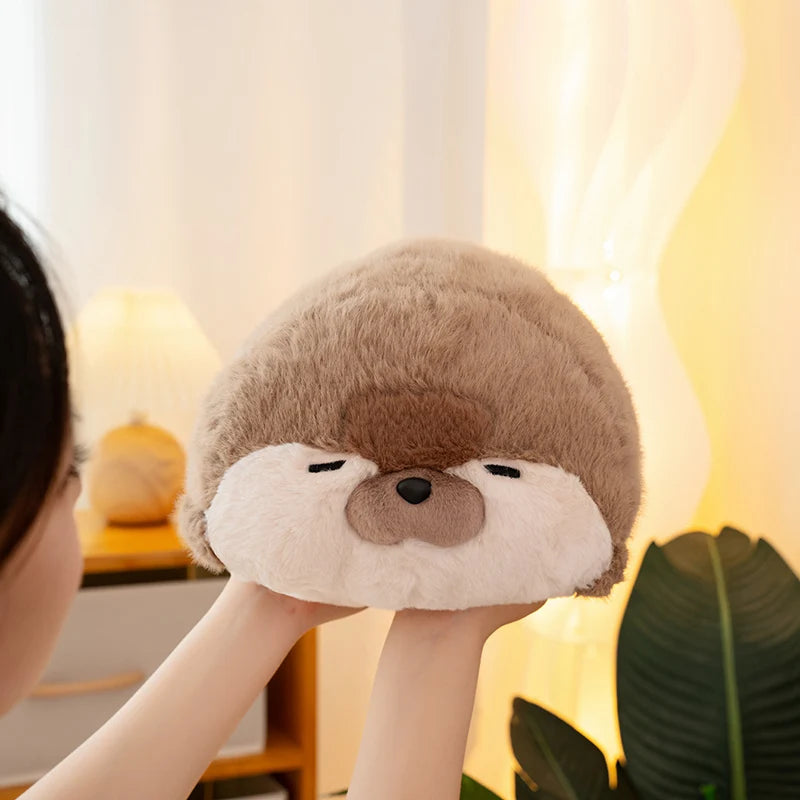 Sello de auriculares de dibujos animados de alta calidad, lontra marina, juguete de peluche, bola, cojín redondo, almohada para niños, regalo de cumpleaños, siesta escolar y sueño