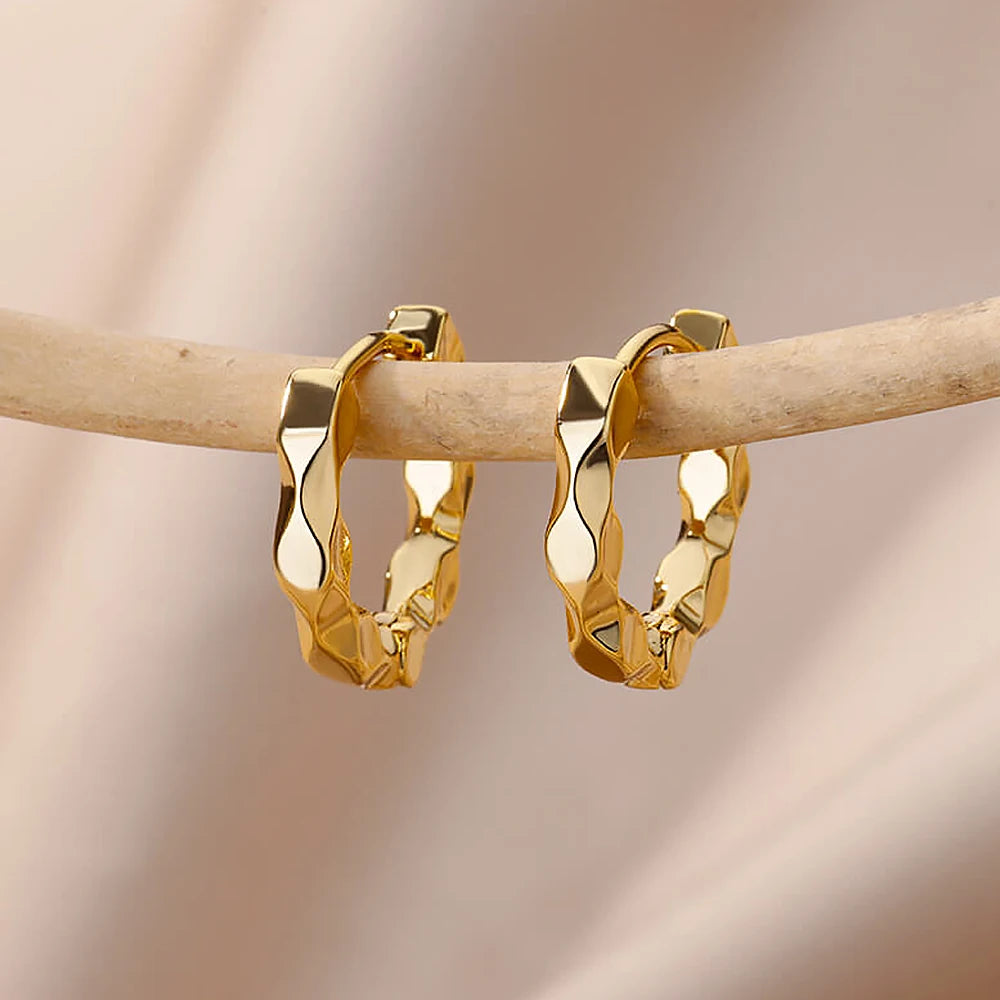 Pendientes redondos elegantes para mujeres y niñas, aretes de aro de acero inoxidable de lujo, joyería estética de compromiso de boda Vintage