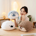 Sello de auriculares de dibujos animados de alta calidad, lontra marina, juguete de peluche, bola, cojín redondo, almohada para niños, regalo de cumpleaños, siesta escolar y sueño