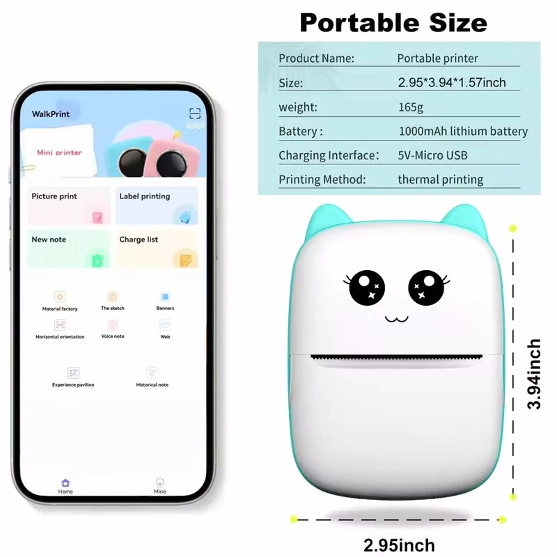 Nueva Mini impresora térmica portátil, impresora de etiquetas térmicas de bolsillo para fotos, impresión de 58mm, impresoras inalámbricas Bluetooth Android iOS