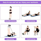 Tensor de banda de resistencia de 4 niveles con asas antideslizantes - Equipo de fitness en casa para entrenamiento muscular abdominal Yoga abdominal