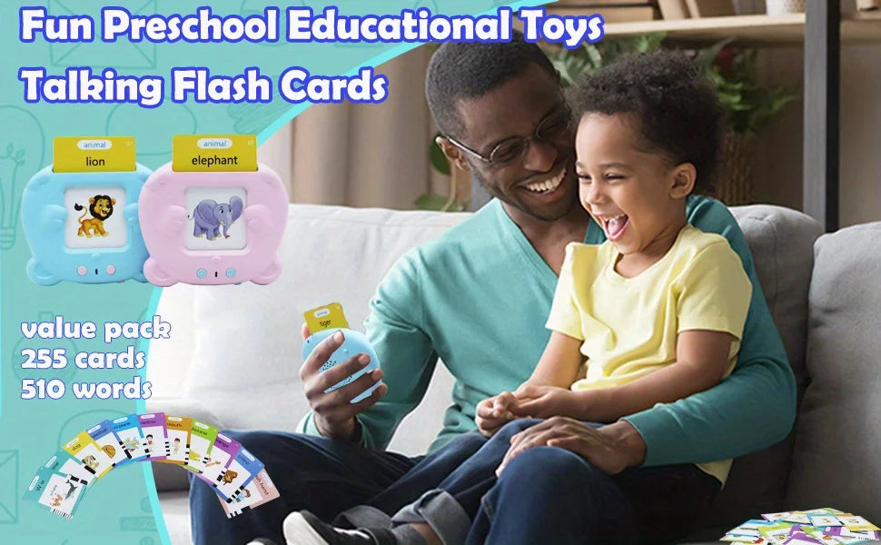 Tarjetas Flash parlantes del alfabeto de 510 palabras, regalos educativos de cumpleaños para niños y niñas, juguetes de voz Montessori preescolares