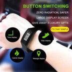 Pulsera con podómetro LED para adultos y niños, reloj de Fitness multifunción con pantalla de tiempo, contador de pasos, contador de calorías, 12/24H