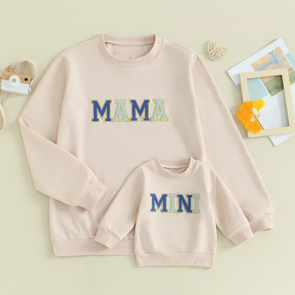 Citgeett primavera mamá y yo trajes a juego 0-3Y Bordado de letras jerseys de manga larga otoño sudadera Tops