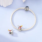 Colgante de Plata de Ley 925 con Diseño de Taza de Té y Conejo, Compatible con Pulseras Originales, Joyería DIY para Mujer