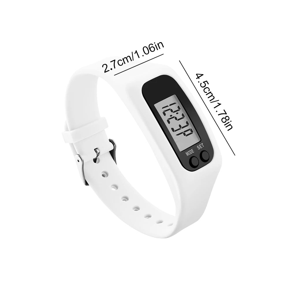Pulsera con podómetro LED para adultos y niños, reloj de Fitness multifunción con pantalla de tiempo, contador de pasos, contador de calorías, 12/24H