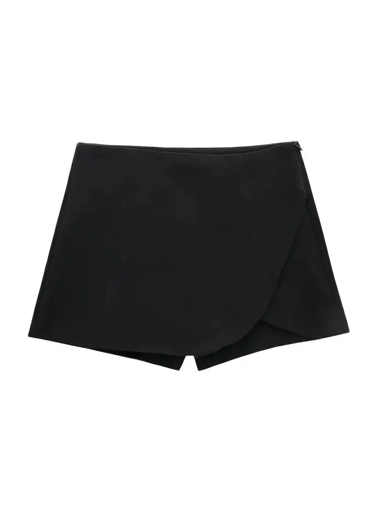 Falda corta estilo pareo a la moda para Mujer, faldas Vintage de cintura alta con cremallera lateral, falda para Mujer