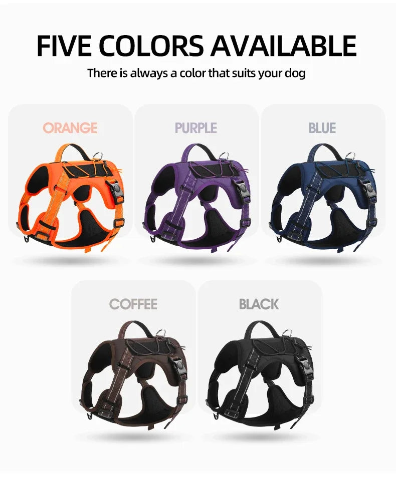 Arnés para Mascotas Multifuncional de Nailon Reflectante, Arnés Ajustable para Perros, Arnés de Pecho para Perros con Control Cómodo y Sin Tirones, Suministros para Mascotas