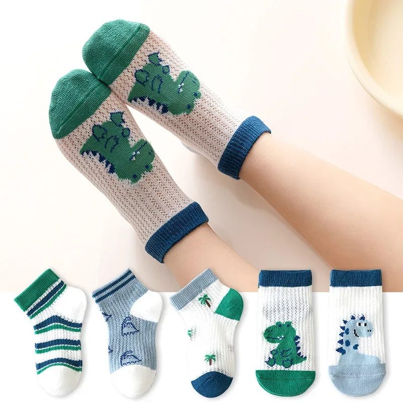 5 pares de calcetines para niños de 1 a 12 años 2025 primavera/verano niños niñas malla calcetines finos transpirables calcetines suaves y cómodos calcetines para niños