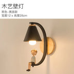 Lámpara de pared de madera moderna, modelo creativo de resina, lámparas de pared para sala de estar, dormitorio, habitación de niños, accesorios de iluminación nórdicos para decoración del hogar