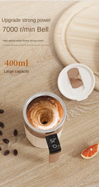 Taza mezcladora de 400ML, taza de café con pantalla LED de temperatura, taza autoagitadora de café y leche con rotación magnética de acero inoxidable 316