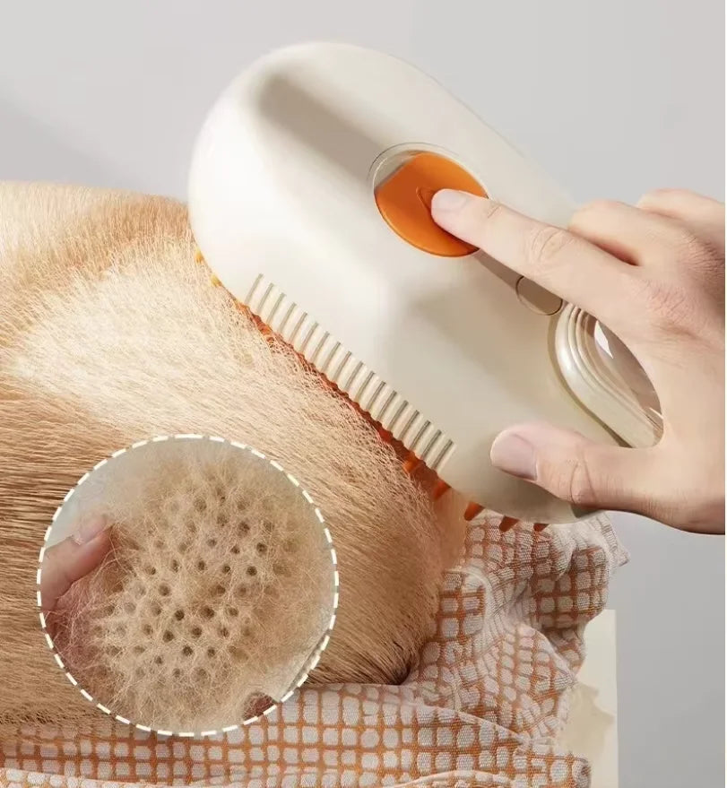 Cepillo de vapor 3 en 1 para mascotas, cepillo para gatos, vaporizador, removedor de pelo de mascotas, herramienta de limpieza para perros, peine de masaje con pulverizador de vapor, cepillo de aseo