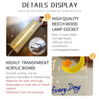Recién llegado, tablero fluorescente de mensaje de notas acrílicas, tablero planificador de recordatorio diario creativo con soporte de madera de haya, lámpara LED