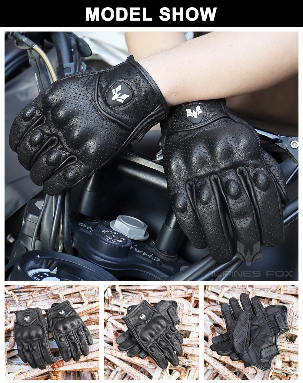 Guantes de cuero Vintage para motocicleta para hombre, Guantes negros resistentes al desgaste con pantalla táctil, antideslizantes, Retro, novedad de verano 2023