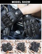 Guantes de cuero Vintage para motocicleta para hombre, Guantes negros resistentes al desgaste con pantalla táctil, antideslizantes, Retro, novedad de verano 2023