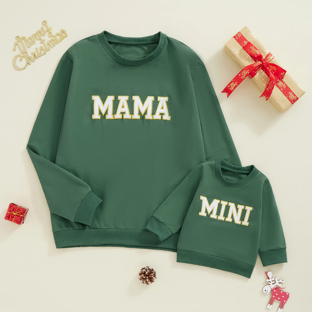 Citgeett primavera mamá y yo trajes a juego 0-3Y Bordado de letras jerseys de manga larga otoño sudadera Tops