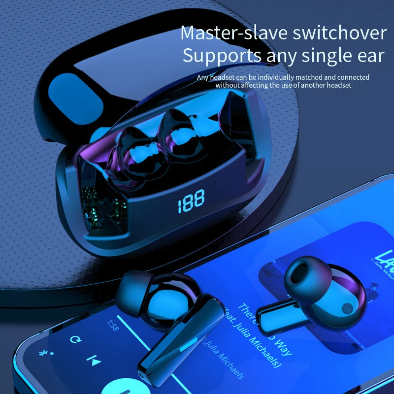 Auriculares Bluetooth inalámbricos verdaderos de alta calidad TWS Mate60, tiempo de reproducción de 12 horas, sonido nítido con pantalla LED de batería