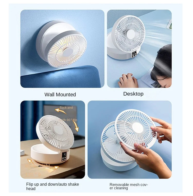 Ventilador portátil con Control remoto para colgar en la pared, ventilador plegable eléctrico recargable por Usb, luz nocturna, Enfriador de aire para el hogar, nuevo, 2023
