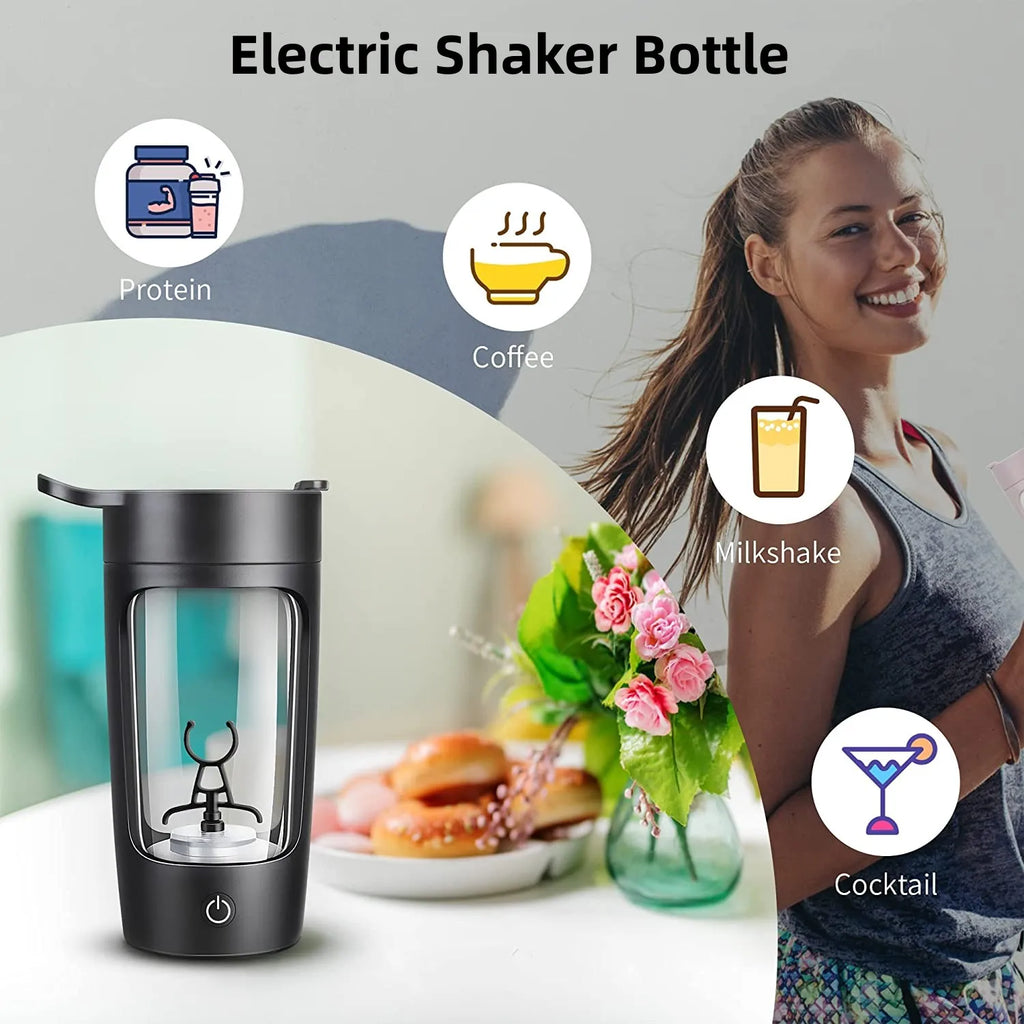 Botella agitadora eléctrica portátil, mezclador de proteínas en polvo, Fitness, Vaso Mezclador automático, taza agitadora, botella de agua deportiva, 650ML