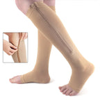 Calcetines deportivos médicos de compresión con cremallera, calcetines elásticos de venas para mujeres y hombres, calcetines largos de presión de alta elasticidad para ciclismo, soporte para piernas