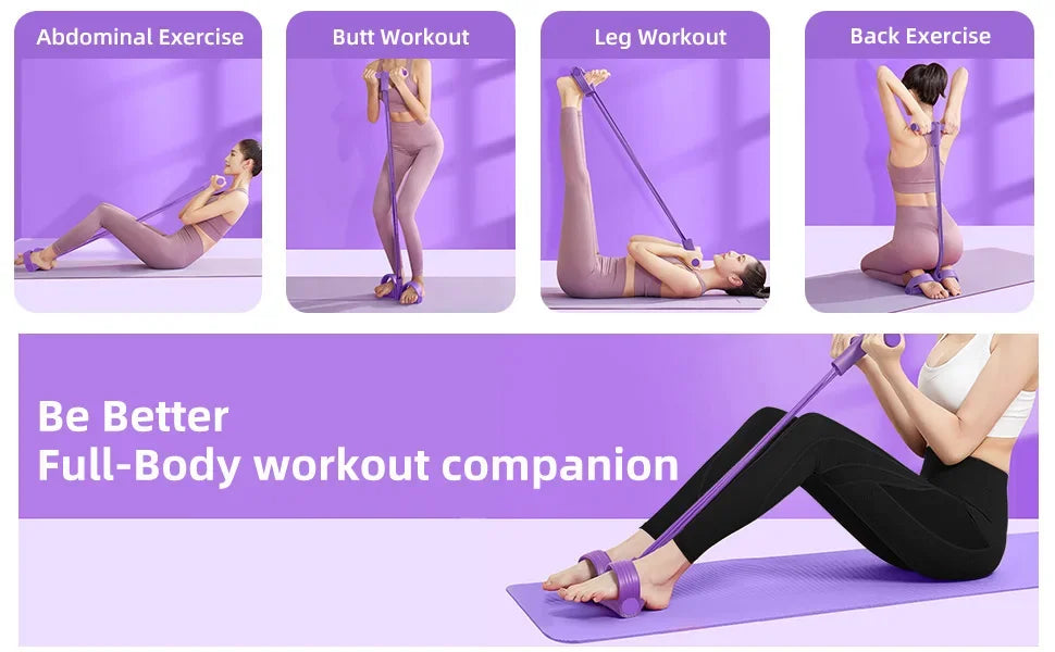 Tensor de banda de resistencia de 4 niveles con asas antideslizantes - Equipo de fitness en casa para entrenamiento muscular abdominal Yoga abdominal
