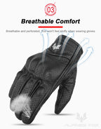 Guantes de cuero Vintage para motocicleta para hombre, Guantes negros resistentes al desgaste con pantalla táctil, antideslizantes, Retro, novedad de verano 2023