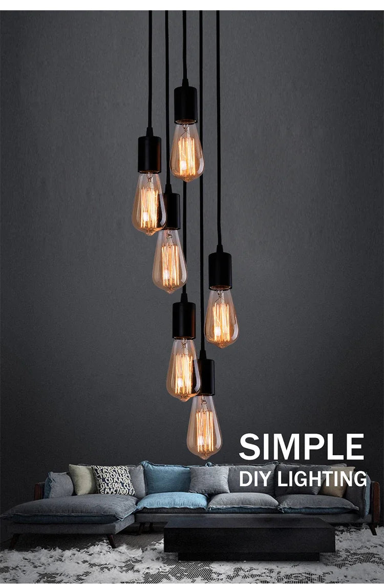 Luces colgantes lineales E27 Simple negro/blanco/plata 90-260v Bar cafetería accesorios de iluminación interior decoración lámpara colgante restaurante