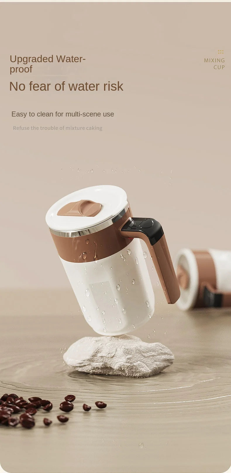 Taza mezcladora de 400ML, taza de café con pantalla LED de temperatura, taza autoagitadora de café y leche con rotación magnética de acero inoxidable 316