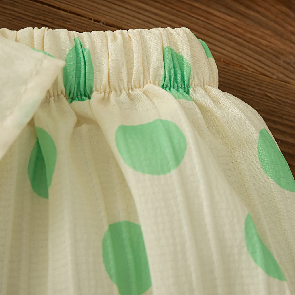 Conjunto de 2 piezas para niñas pequeñas, Top y pantalones cortos sin mangas con lazo de lunares de estilo coreano, traje informal de algodón de verano para bebés recién nacidos para jugar